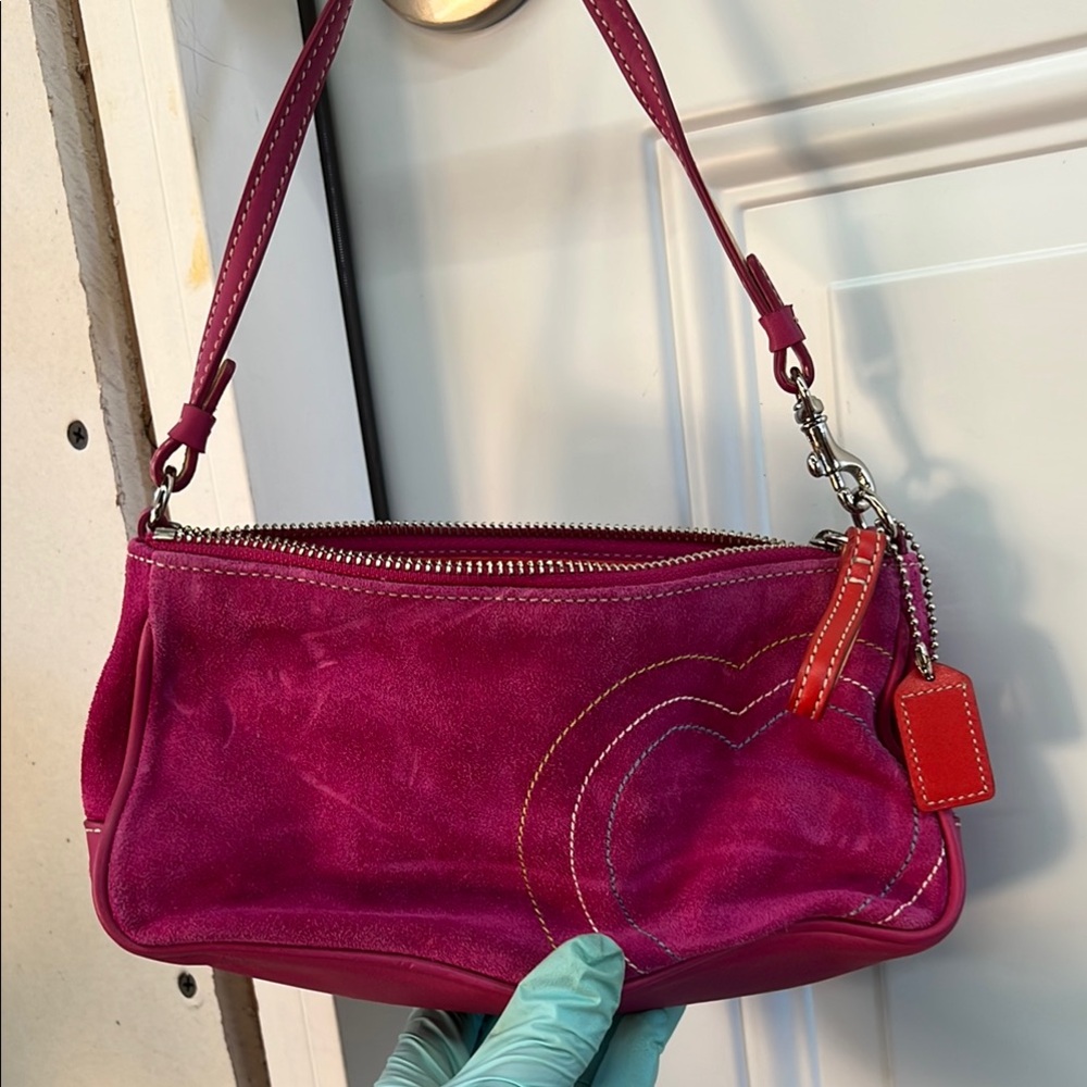 Coach Pink Shoulder Bag with Gold Hardware